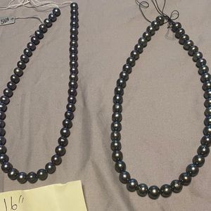 Brand New! 16” 9.5mm/10mm Fresh Water Black Pearl